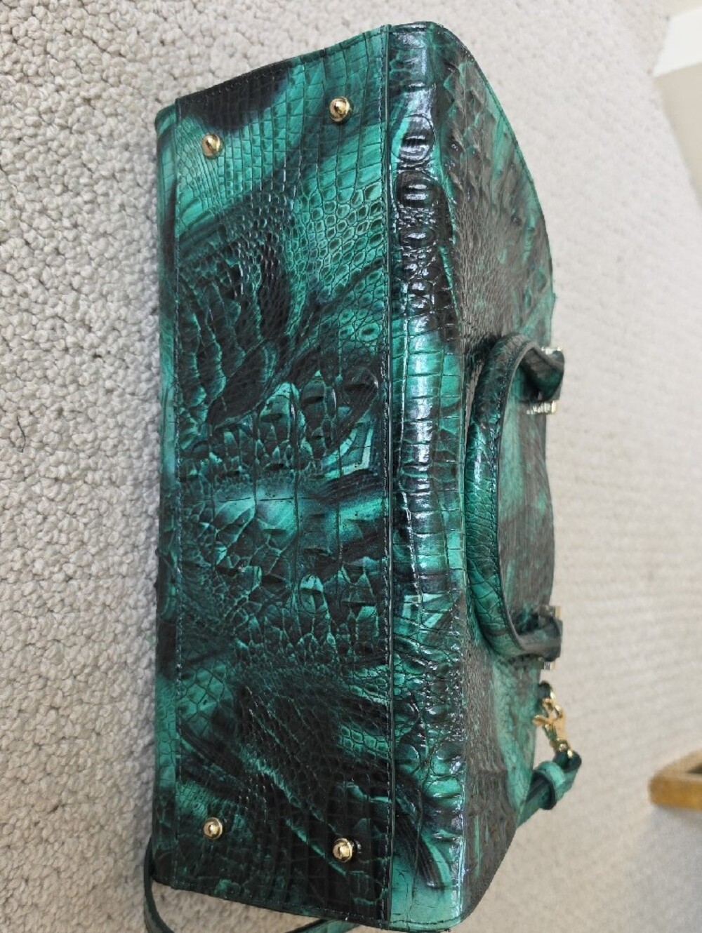 Brahmin Emerald Green Croc-Embossed Satchel - Picture 3 of 4